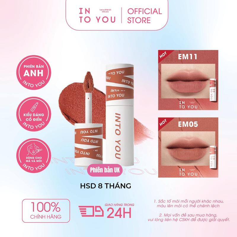Son Bùn Lì Nữ Chính INTO YOU Em19 Không Dính Cốc Không Trôi Lì Mịn Phiên Bản Quốc Tế UK Mud Liptick 2g ((Valid for 8 months))