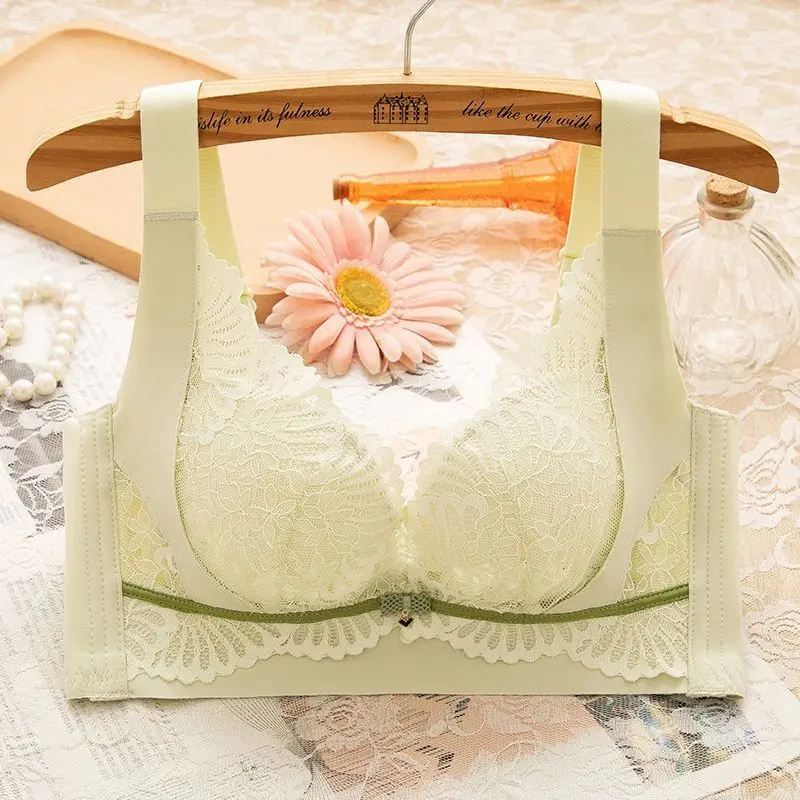 Breathable and comfortable lifting and adjusting underwear for women, no steel ring, gathered, supported and anti-sagging, thin four-row bra Bridal Bralette Womenswear