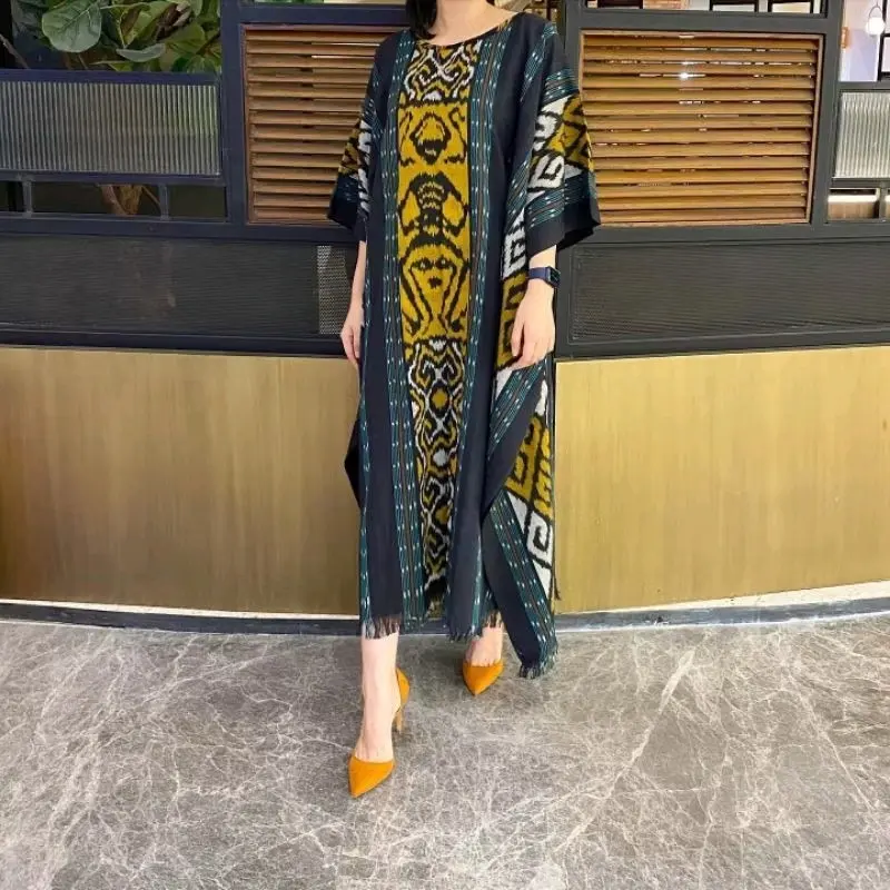 Kaftan tenun - gamis tenun wanita