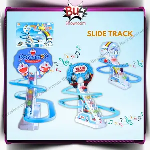 Penguin hello kitty duck track mainan balap naik tangga seluncur anak