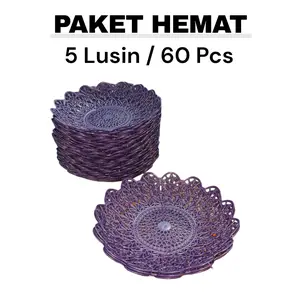 PAKET HEMAT 5 Lusin / 60 Pcs Piring Rotan Mahkota Kualitas Premium Tebal 22cm