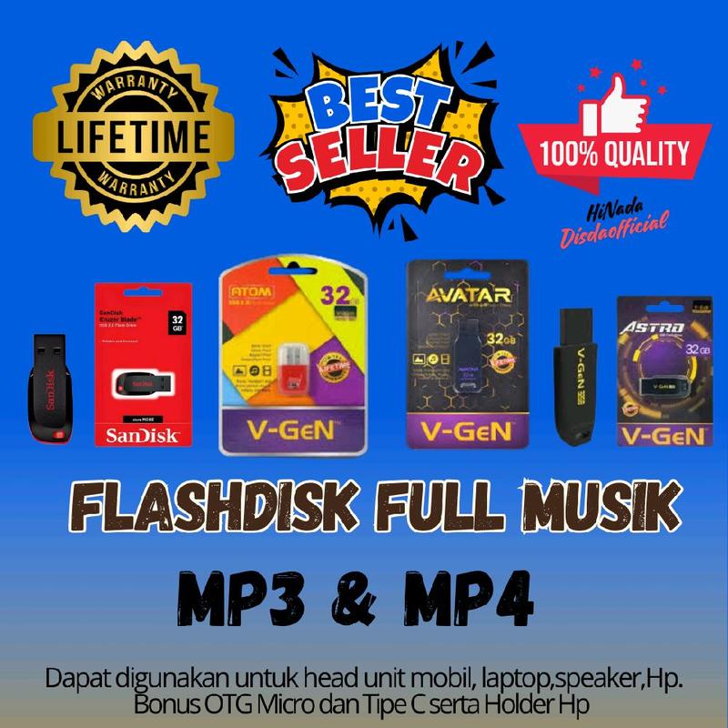 Flashdisk Music MP3 MP4/V-gen 32 GB / Bisa untuk Mobil / TV / Speaker aktif - Bonus OTG dan Stand Hp Storage 2