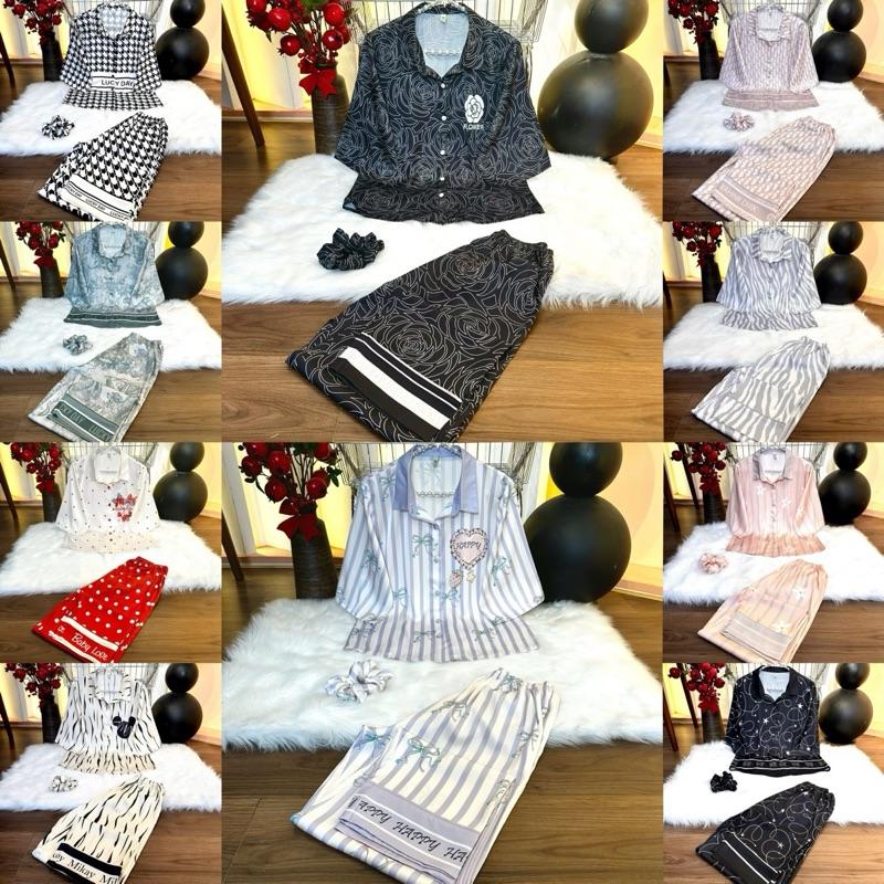 LUA LATIN SPK SƠ MI TAY LỠ SM6-SM19  (45kg-85kg) - Pijama Latin lụa mịn thiết kế hoạ tiết sang trọng tay lỡ, size Nữ Women Quần Ngủ Áo Ngủ Áo dobo tay ngan