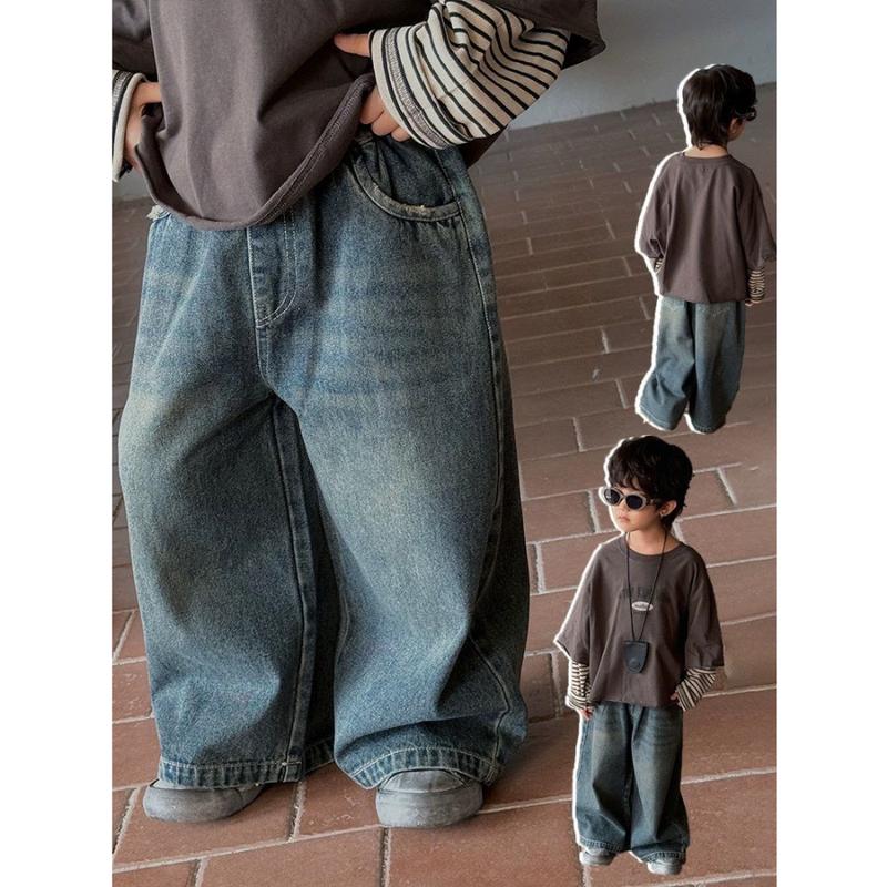  Quần jean dài cho bé trai bé gái ống rộng thu đông phong cách Hàn Quốc 9kg-32kg QD7 Ttom kids 