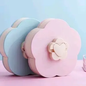 Toples Permen Snac Bunga Putar 2 Tingkat dengan Desain Cantik dan Praktis untuk Penyimpanan Makanan Bulat