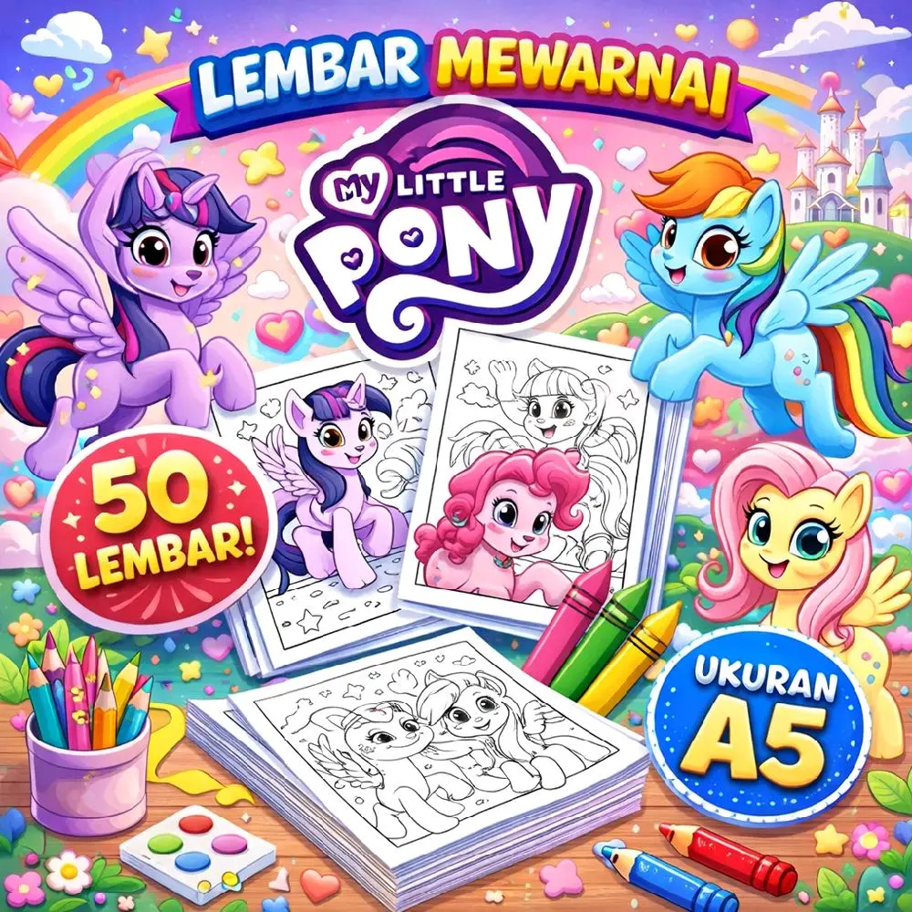 Lembar mewarnai My Little Pony  Imut & Seru untuk Anak Ukuran A5