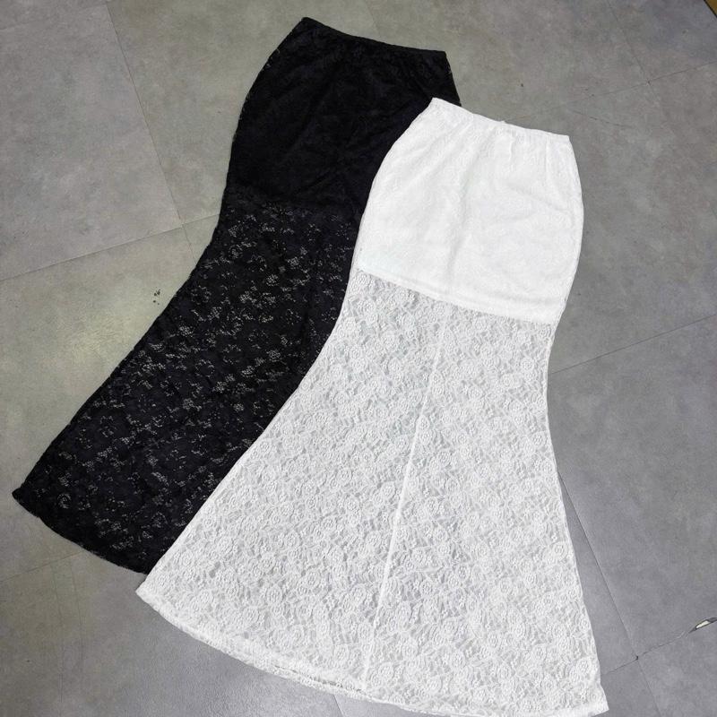 Chân váy ren hoa dài đuôi cá có lót ngắn trên hót trend cr