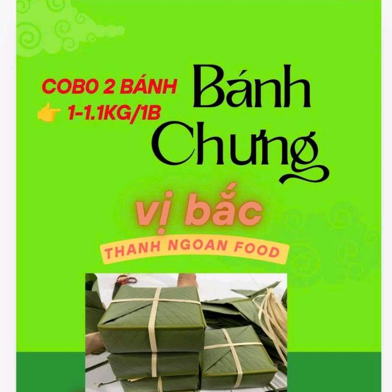 Tem nhãn hình vuông 2b2000gr thiết kế sẵn màu xanh in chữ B.AN.H C.H.UN.G truyền thống.