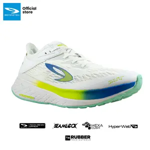 910 NINETEN KANZAKI 1.0 Running Shoes - WHITE/BLUE/LIME GREEN Outdoor Sepatu