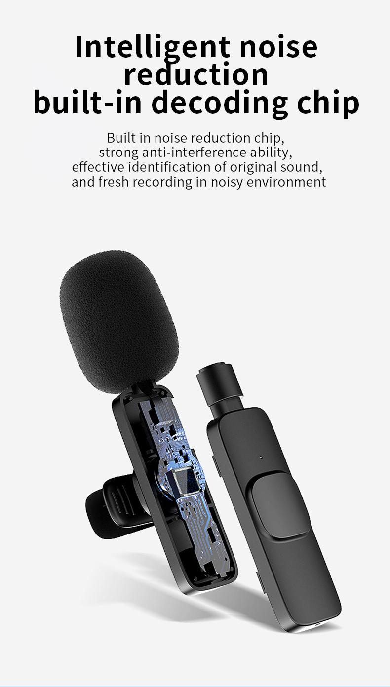 Product Introduction of Wireless lavalier microphone Type-C K20 lapel/collar clip microphone Wireless mobile receiver USB-C charging, plug-in rechargeable, compact and portable, intelligent noise reduction, for: smartphone, audio, wireless live broadcast, Vlog recording video 27
