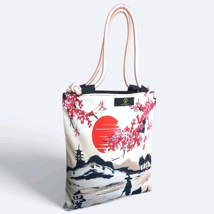 Gambar Totebags - Sumbu Single Japan Painting Printing High Quality | Grosir Original Wanita dari Alvystreet Kab. Bandung Tokopedia