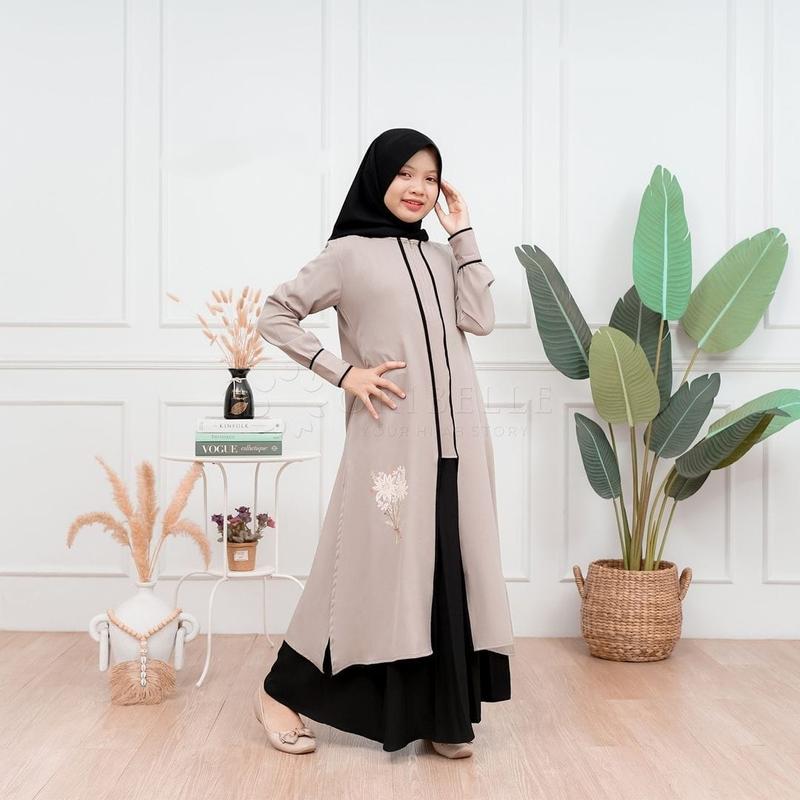 Athaya Tunik set Gamis Anak Tanggung Perempuan Usia 9-15 tahun Baju Kondangan Anak Terbaru 2024 Mewah Pakaian Muslim Anak Perempuan Kekinian Plus Hijab 2