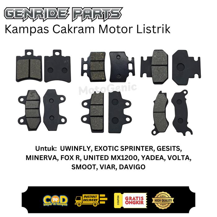 Jual GENRIDE Kampas Rem Cakram/Disc Pad Motor Listrik UWINFLY, EXOTIC ...