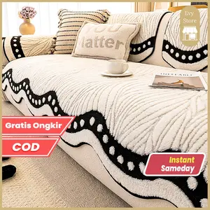 Evy Store Alas Sofa Minimalis Chenille Beludru Lembut Non Slip Cover Penutup Sofa 1 2 3 4 Seater