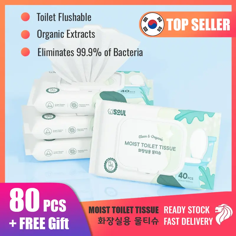 [SG Ready]Ultra Soft Moist Toilet Tissue |Flushable Wet Toilet Paper| Eliminates 99.9% Bacteria | Alcohol Free Wipes
