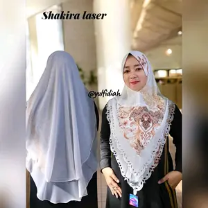 Al FHIRA Khimar Ceruty Shakira Laser Khusus Warma Putih dan Hitam dengan Desain Elegan dan Nyaman