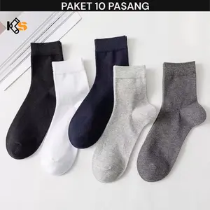 Paket 10 Pasang, Kaos Kaki Kantor Pendek Polos Pria Wanita Dewasa, Bahan Katun PE Lembut Allsize 38-43