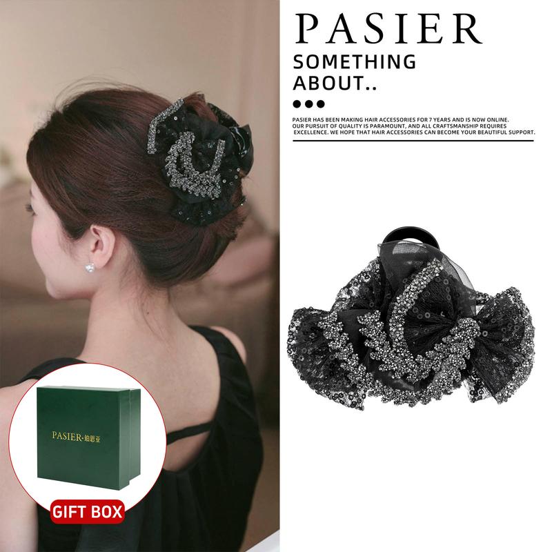 Kẹp Tóc Công Chúa Hepburn PASIER Organza Thoáng Khí Và Thoải Mái Dễ Phối Đồ Thích Hợp Cho Phụ Nữ Công Sở Kẹp Tóc Càng Cua Lưng Đầu Cao Cấp FB2075 Bao Gồm Hộp Quà