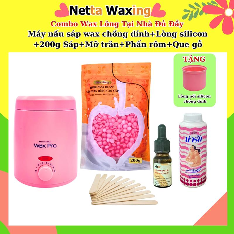 Bộ Wax Lông Tại Nhà Đầy Đủ Có Nồi/Máy nấu sáp wax - Wax Nách, Wax Râu, Ria mép, Wax bikini, Wax Tay Chân Nam Nữ Women, Waxing không cần cạo râu