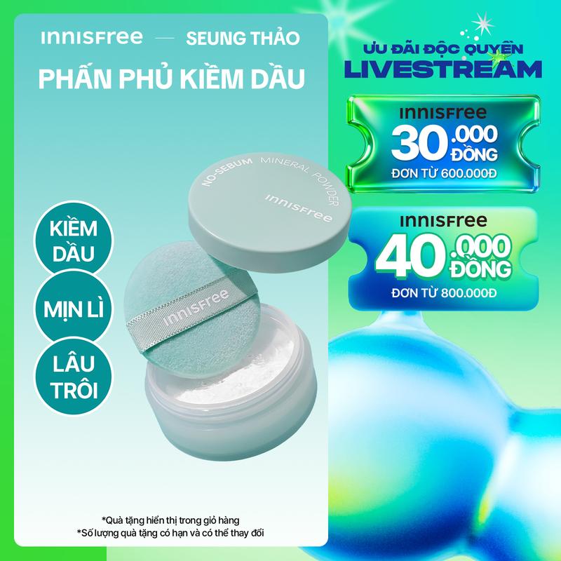   INNISFREE x SEUNG THẢO  Phấn phủ kiềm dầu dạng bột INNISFREE No Sebum Mineral Powder 5g 