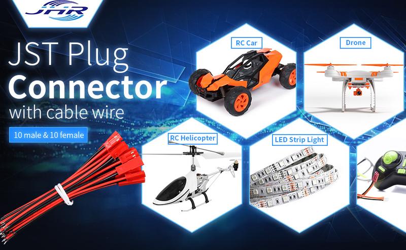 Product Introduction of Đầu Nối Kéo Ra JST 2P, 10 / 20 Cặp, Phích Cắm Nam Và Nữ, Dây Dẫn Điện 10 / 20cm, 22AWG, Thiết Bị Đầu Cuối Đầu Nối Không Khí, Thích Hợp Để Kết Nối Dải Đèn LED, Đồ Chơi Điều Khiển Từ Xa Và Pin 0