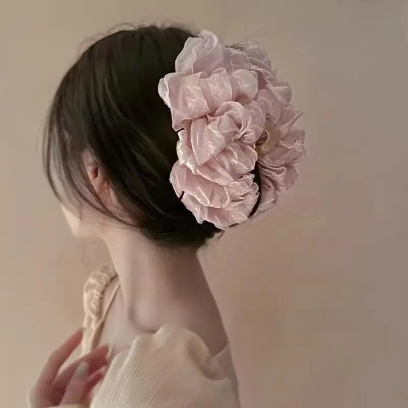 Kẹp Cá Mập Vải Tuyn Lớn, OCKIS, Mềm Mại, Bồng Bềnh Và Tuyệt Vời, [Thanh Toán Khi Nhận Hàng] Kích thước lớn, phong cách Ngọt Ngào và tươi mới, thanh lịch, để tăng độ phồng tóc Làm cho đầu của bạn trông nhỏ hơn và tóc trông đầy hơn! 2