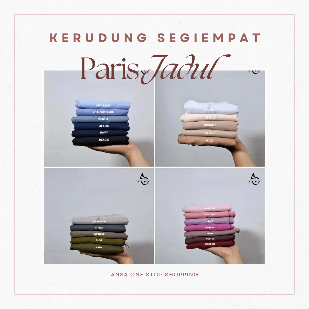 [AnSa Oss] Kerudung Paris Segiempat - Bahan Katun Adem Nyaman Tidak Mudah Berbulu