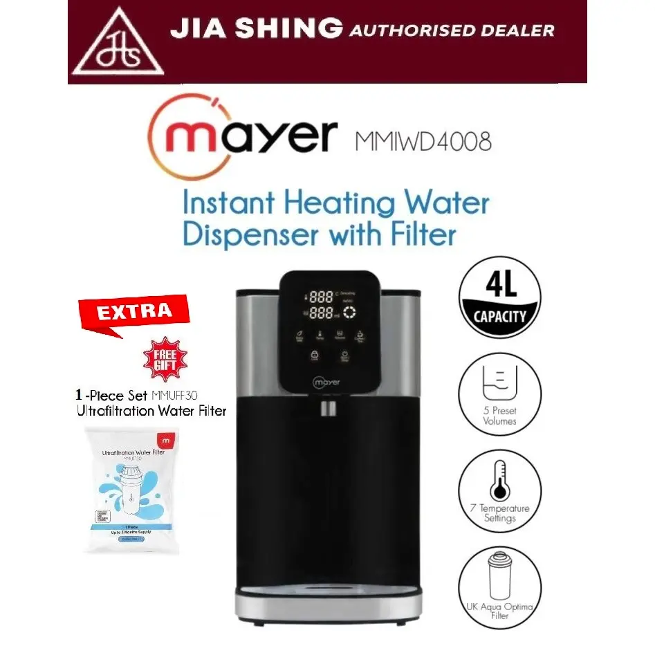 Mayer Instant Heating Water Dispenser with Filter MMIWD4008 ( Extra Free 1-Piece Set Ultrafiltration Water Filter)
