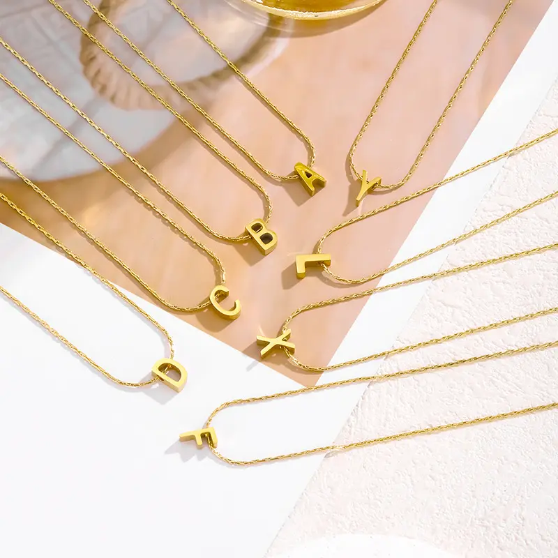 Kalung nagita titanium Huruf A-Z aksesoris inisial nama alphabet 100% anti karat