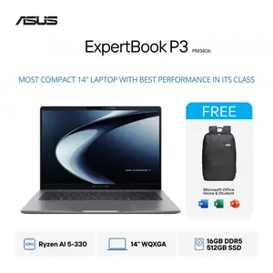 ASUS ExpertBook P3 | PM3406CKA-NZ5150WS | AMD Ryzen AI 5-330 | RAM 16GB | SSD 512GB | Layar 14"Inch WQXGA | Windows 11 Home + Microsft Office Home 2024