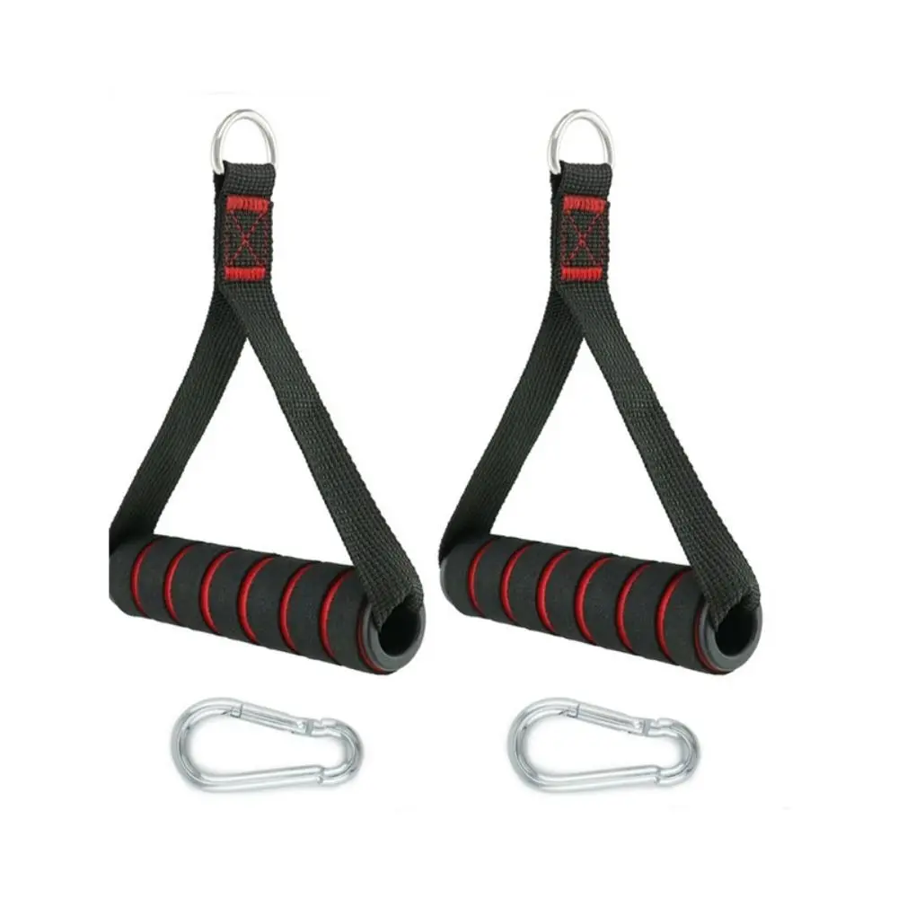 Seated Rowing Metal D-Ring Metal Gym Handles Grip D-Ring Heavy Duty Handle with Hook Resistance Bands Black&Red Pull Rope Handle Gymnasium