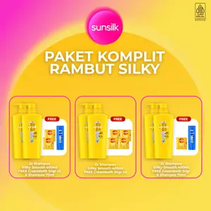 [Sunsilk Shampoo Rambut Silky Halus Anti Kusut] Sunsilk Shampoo Silky Smooth 400ml x2 FREE PRODUK TAMBAHAN