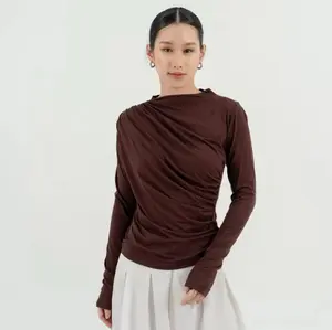 Baju Atasan Wanita Terbaru Kekinian Blouse Lengan Panjang Jumbo Korea Style Violet Longsleeve