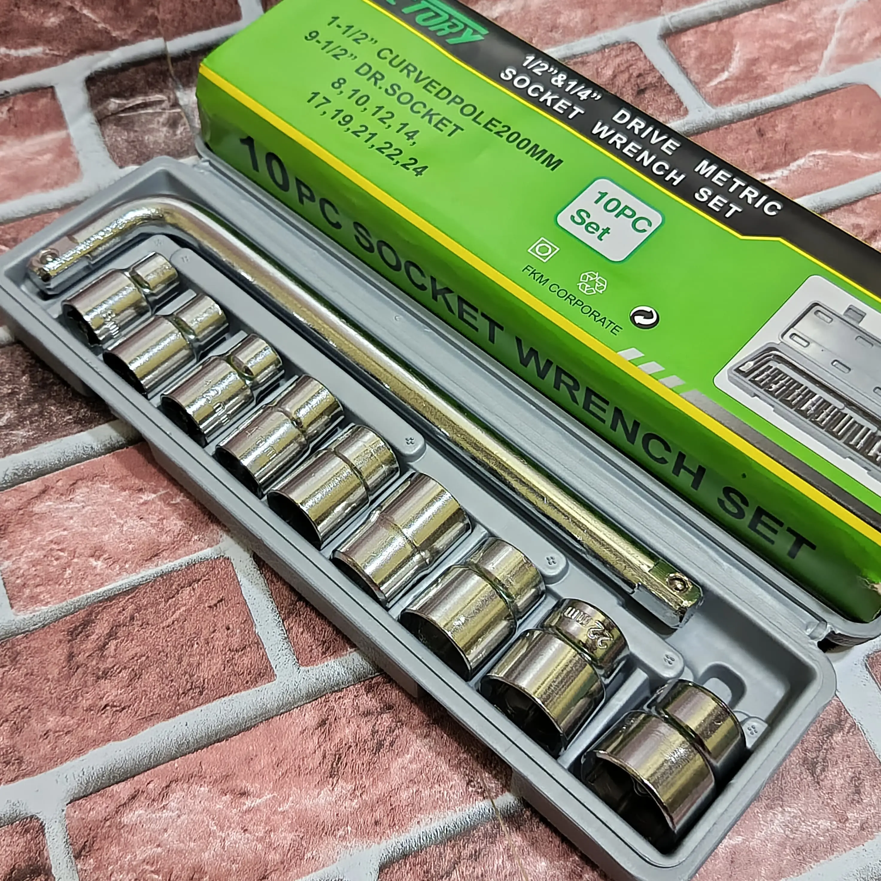 Set Kunci Sok Isi 10 Pcs Kunci Shock Socket Set 10Pcs Victory / Cod ( Bayar Ditempat )