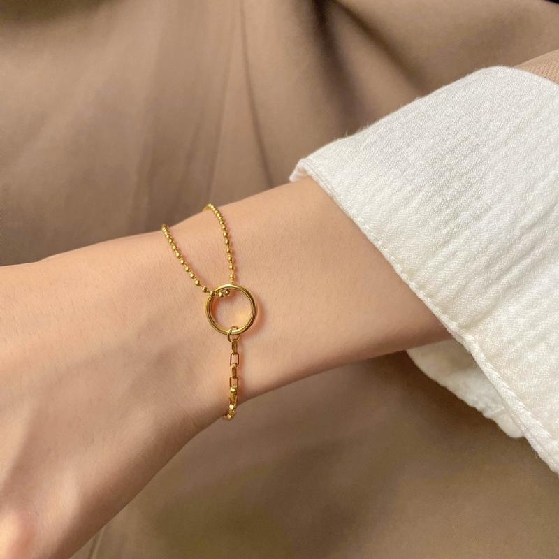 Product Introduction of 【 48 Styles】 Titanium Steel Gold Bracelet ,  Not Fade Bracelet for Women Stainless Bracelet Rose Gold Accessories 25