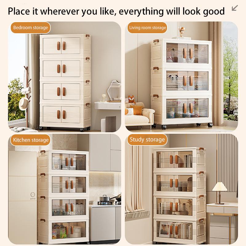 3-5 floors Folding Storage Box Cupboards Cabinets Transparent Double Door home storage 4