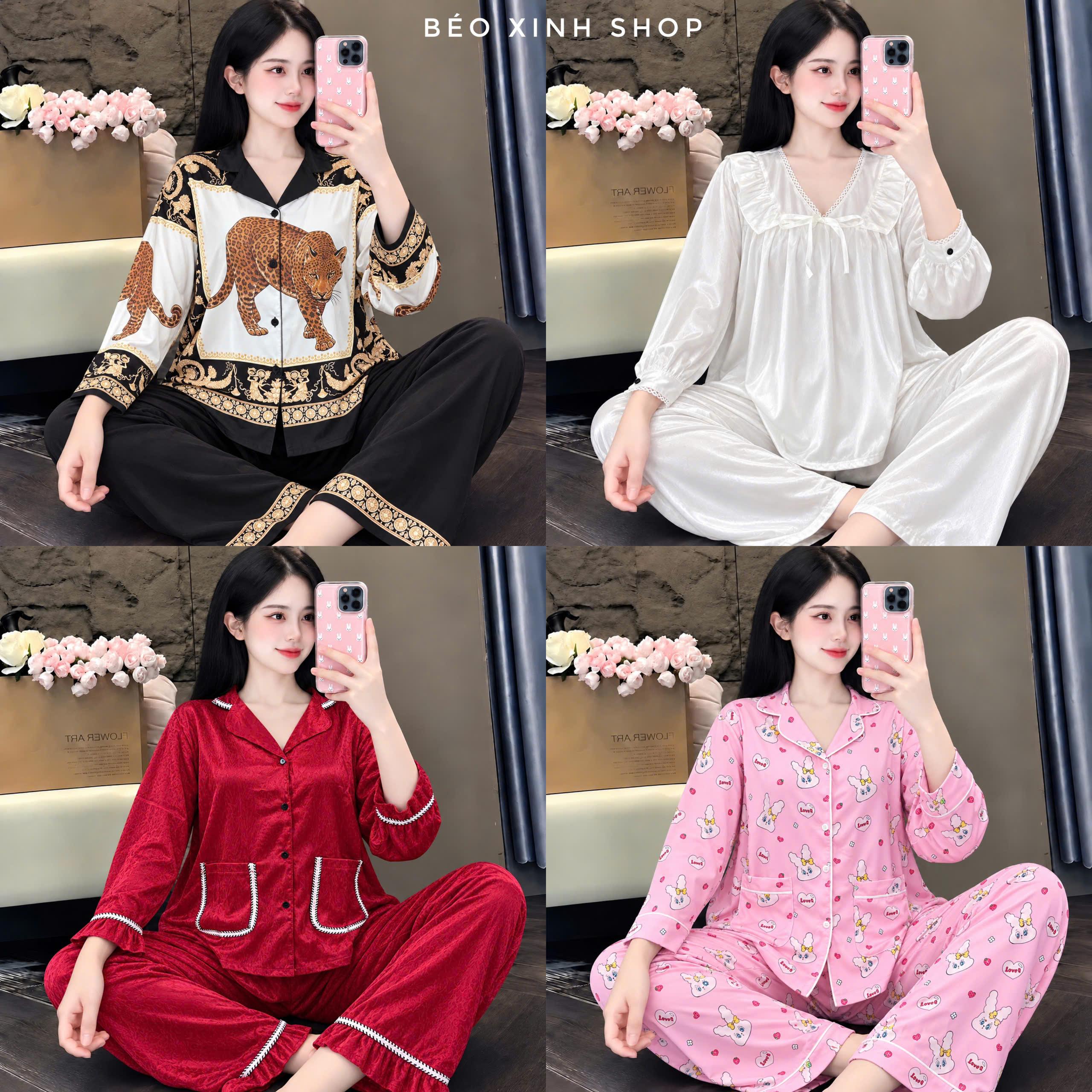 Đồ Bộ Ngủ Nữ Tay Dài Cao Cấp Bigsize 50-100Kg Nhiều Mẫu Ngẫu Nhiên Béo Xinh Shop - A.THGAM