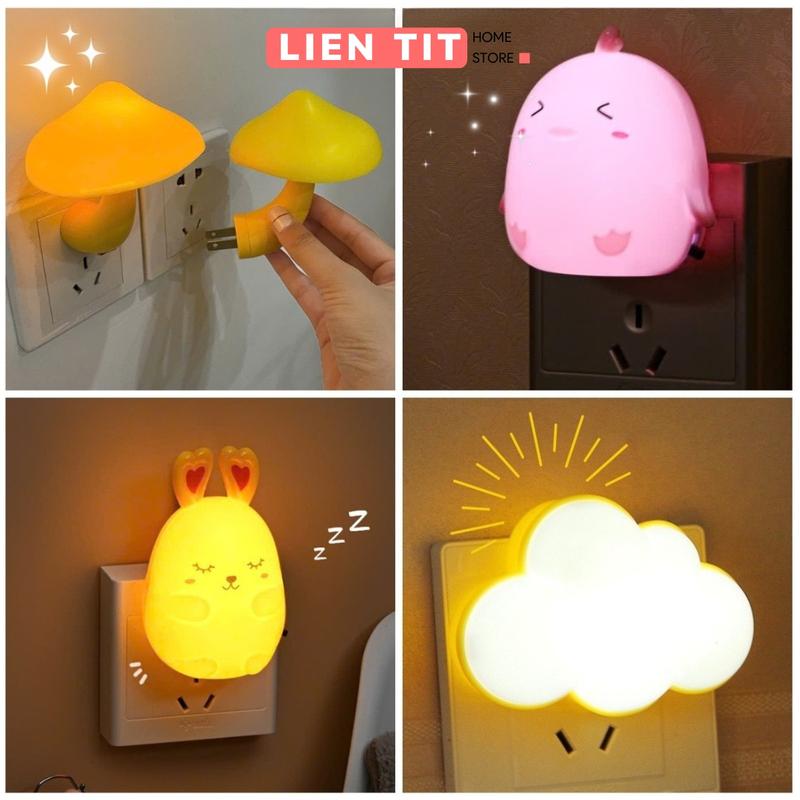 Đèn Ngủ Cảm Ứng Bóng Led Cảm Biến Ánh Sáng Tự Động Bật Tắt Đèn Decor Phòng Ngủ Mini Cắm Điện Trực Tiếp Hình Dễ Thương