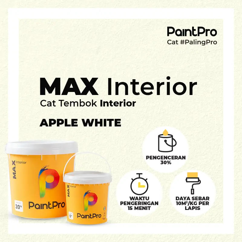 PaintPro MAX Interior Apple White Cat Tembok 5 Kg