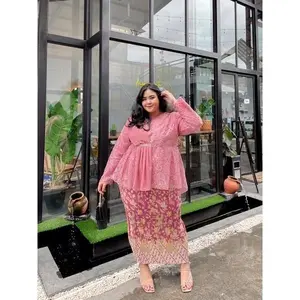 NYL MODE - Setelan Kebaya Selendang Jumbo Kebaya Big Size Set Rok Plisket Batik Jumbo Kebaya Ceruty Kebaya Kondangan