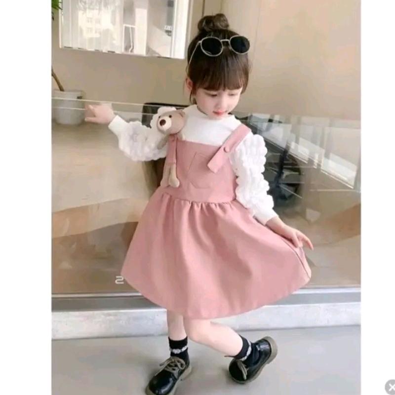 04-DRES  ANAK CEWEK LENGAN JAGUNG USIA 6bln-3THN Gaun Perempuan Katun Bayi 2