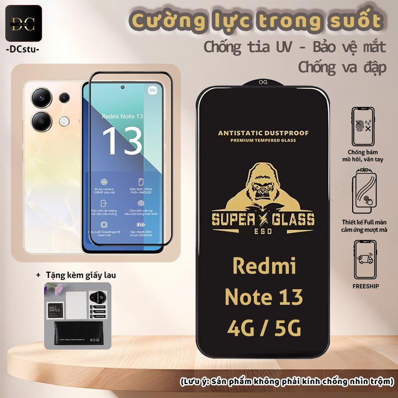 Kính cường lực dành cho Xiaomi Redmi Note 13 4G / 5G Full màn, trong suốt, bảo…
