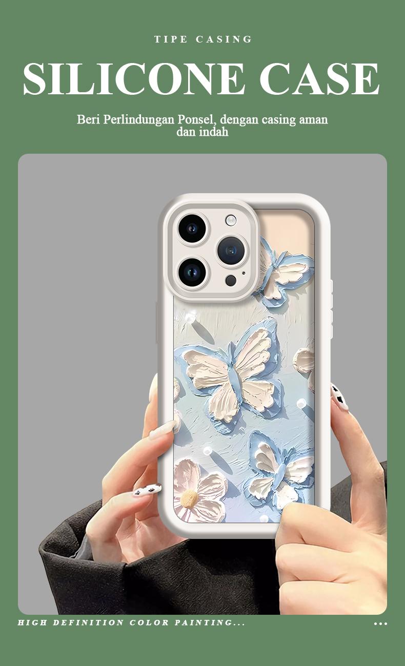 Casing hp untuk tipe iphone infinix itel tecno case softcase dengan motif butterfly paper lucu imut dan simple JTK0052
