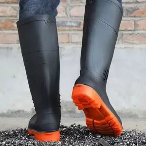 Sepatu Pria Safety Boot / Wanly But Boots Proyek Sawah Karet Hitam Tinggi Murah Lentur