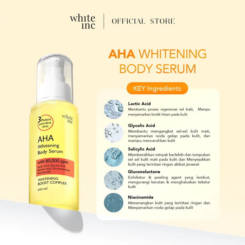 [BUNDLING] WHITE INC AHA Body Serum + Alpha Glowhite Body Lotion to Whitening & Moisturising 3