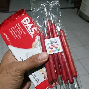 Paket Murah Kerajinan - 1 DAS Modelling Clay Tanah Liat 500gr PUTIH + 1 Set Alat Ukir Clay Gagang Kayu Isi 6 Alat