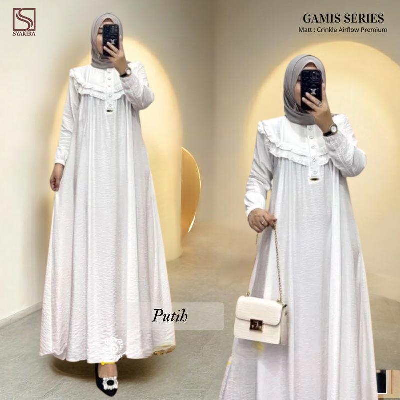 Gamis Lebaran 2025 Bahan Crinkle Airflow Premium Dress Muslim Panjang Motif Renda 3