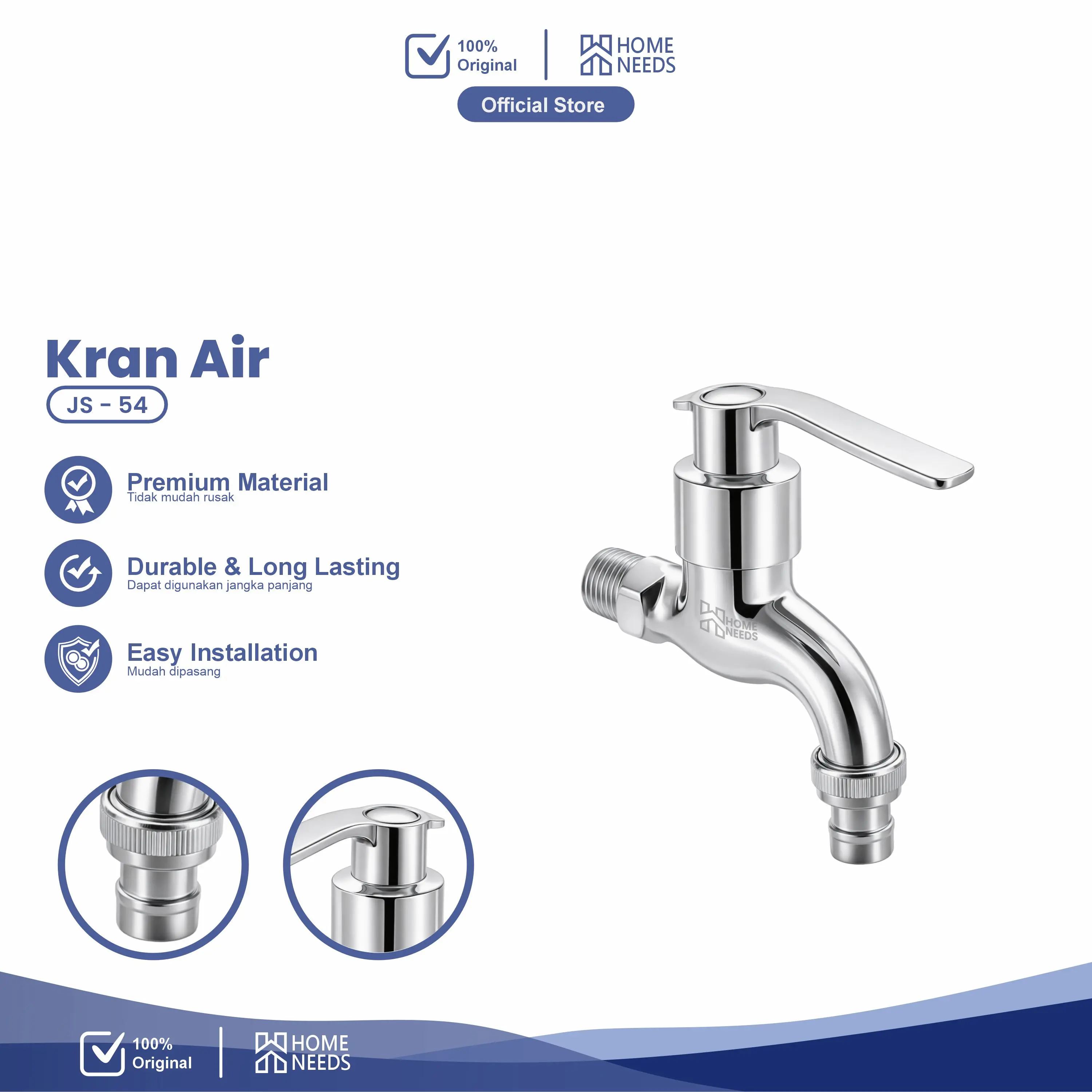 Kran Air Kamar Mandi Tancap Tembok Bahan Stainless 3/4 Inch JS-54 krant a