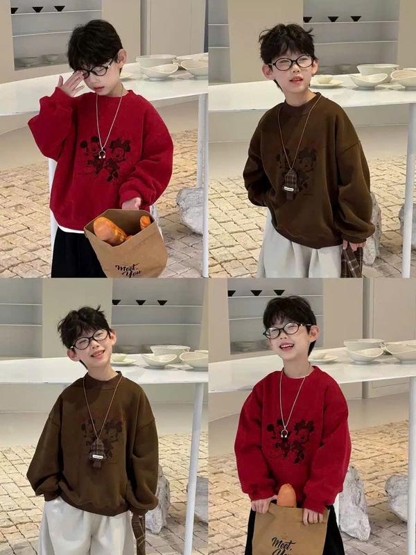  ÁO NỈ LÓT NHUNG HÌNH 2 MICKEY dày ấm không bai xù lông phong cách thời trang cho bé size đi học đi chơi size 10-27kg 