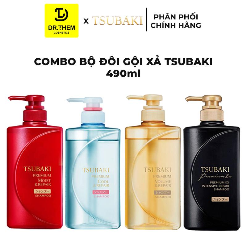 Combo Bộ Đôi Gội Xả / Dầu Gội Tsubaki Premium Repair Tsubaki 490ml/Chai